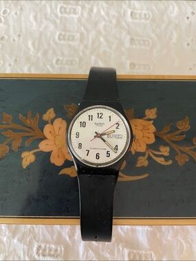 Swatch Black and White Analog Watch with Day-Date